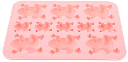 BESPORTBLE Moule en Silicone pour Chocolat de Grenouille, Lot de 11 Cavités de Tailles Variées, Antiadhésif, Couleur Rose, pour Pâtisserie Diy, Cuisson Bonbons et Gâteaux Maison