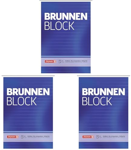 BRUNNEN 1052427 Briefblock/Schreibblock Block (A5, liniert, 50 Blatt, 70 g/m²) (Packung mit 3)