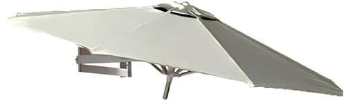 Generico Ombrellone da Giardino A Parete 220/250 Cm Ombrellone da Terrazza Salvaspazio Parasole da Esterno in Alluminio Robusto con Braccio Inclinabile Regolabile Protezione UV(Bianco,220cm/7.2ft)