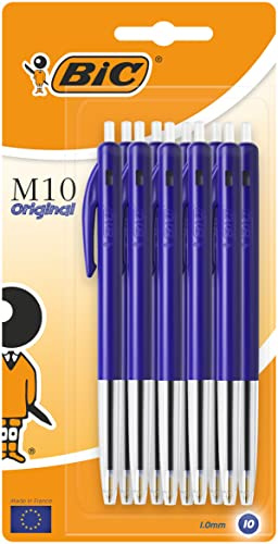 BIC M10 Original Kulspetspennor med Klickmekanism Medelstor Spets (1,0 mm) – Blå, 10-pack i Blisterförpackning