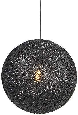 Qazqa Modern Pendelleuchte, Pendellampe - Corda - Schwarz, Rund, 45cm, Ideal als Wohnzimmerlampe