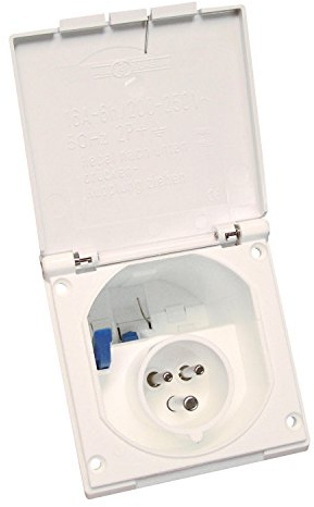 Socle CEE 17 Blanc encastrable pour Camping-Car et Caravane