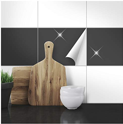 Wandkings Fliesenaufkleber 20 x 25 cm, 20 Stück - ANTHRAZIT GLÄNZEND