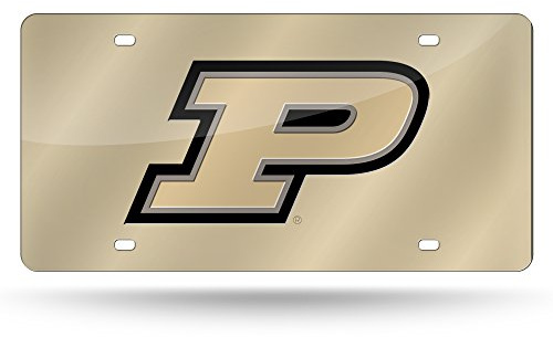 Rico Industries Unisex-Erwachsene NCAA Purdue Boilermakers P Lasereingelegtes Metall-Kennzeichen-Etikett, Gold, Teamfarbe, 6 x 12-