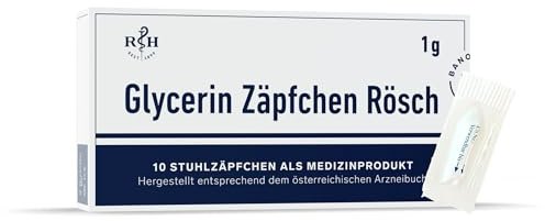 Supositorios de glicerol | 1g 10 piezas | para la regulación natural de las heces | tiene un suave efecto laxante y protege la flora intestinal | para bebés y niños pequeños hasta los 2 años