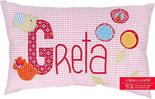 crepes suzette Namenskissen, Kissen mit Wunschnamen, Kissen mit Namen, Geburtsgeschenk, Babykissen, Geschenk Geburt Mädchen, Geschenk Blumen