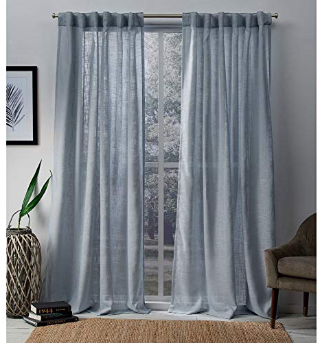 Exclusive Home Curtains Bella Window Curtain Panel Pair with Hidden Tab Top, 54x84, Melrose Blue, 2 Count