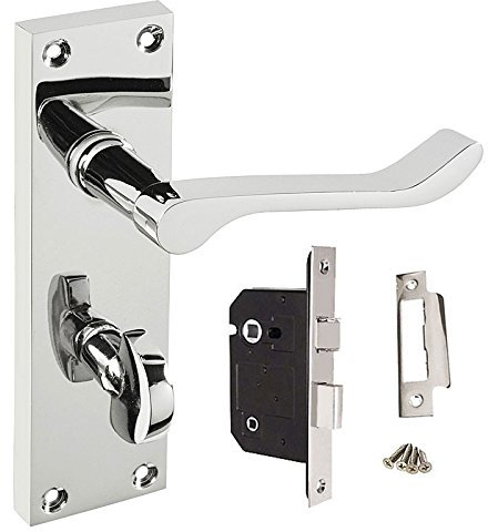 HANDLESTORE Victorian Scroll Bathroom Door Handle 63mm Sashlock – Polished Chrome Interior Lever Handle