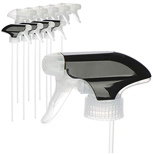com-four® 10x Sprühaufsatz für Sprühflaschen - Sprühkopf aus recyceltem Kunststoff - Sprüher mit 28/400 Gewinde (transparent/schwarz) | Sprüher mit 28/400 Gewinde