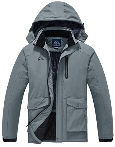 donhobo Herren Skijacke Warm Gefüttert Fleecejacke Winterjacke Verdickt Windjacke Männer Wanderjacke Softshell Jacke Outdoor Funktionsjacke mit Abnehmbarer Kapuze