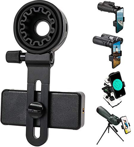 LAKWAR Telescope Phone Adapter, Unviersal Cell phone Mount Compatible Binoculars, Monocular, Microsope, Spotting Scope, Telescope, Smartphone Holder Clip Bracket fits almost of Mobile phones
