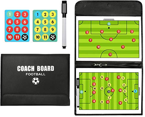 MKNZOME Professional Tragbar Taktikboards, Magnet Fußball Coach-Board Taktikmappe Coach-Mappe mit Trainingszubehör, Schiedsrichterausrüstung Taktikmappe für Taktikschulung und Spielanpassungen