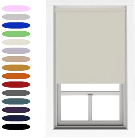 Natural Blackout Roller Blind Metal Fittings Trimmable UV Protection Thermal Properties Premium Fabric Home Office Bedroom Kids Room Child Safe Easy Fit 60cm Width x 160cm Drop