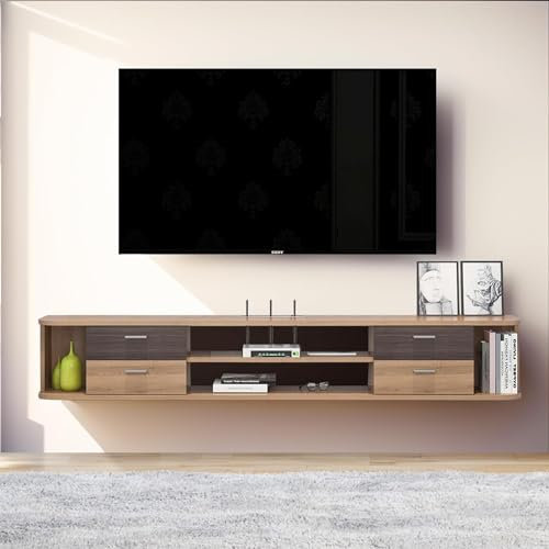 Mueble de TV Flottant de Pared, Consola Multimedia para Videojuegos, Gran Almacenamiento, Entretenimiento, estantería de Pared, Mueble de TV con 4 cajones para la Oficina de la casa (121 cm)