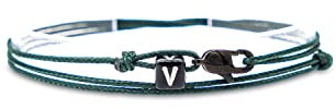 Made by Nami Casual Surfer-Armband Personalisiert mit Buchstabe - Damen Herren Pärchen-Armband individualisiert - Freundin Freundschaftsarmband Geschenk - Wasserfest & Verstellbar (H, Emerald Grün)