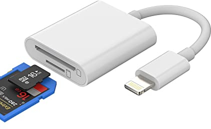 Adaptateur Lecteur de Carte Micro SD Accessoires pour iPhone Caméra Mémoire TF Lightning Compact Flash Visionneuse Photo 13 12 11 Pro Max X XS XR 8 7 pour iPad Air 2021 2020 Certifié pour Apple MFI