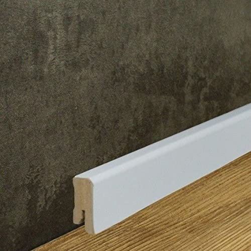 PROVISTON | plinthe MDF | bord carré | 16 x 40 x 2500 mm | MDF mélaminé | blanc | proche de la couleur RAL 9016 | plinthe MDF classique | 25 m