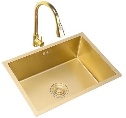 Bricolaje Lavabo Mini Bar Ranura Individual Pequeña Dorada Acero Inoxidable Fregadero Cocina Bar Hotel Lujo Fregadero Bajo Encimera Fregadero Pequeño Que Ahorra Espacio Vehículos Recreativos herramien