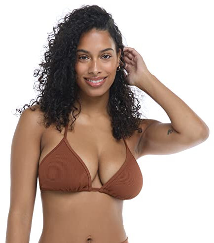Body Glove Damen DITA Triangel Slider Bikinioberteil Bikini, Braune Ibiza-Rippe, XL