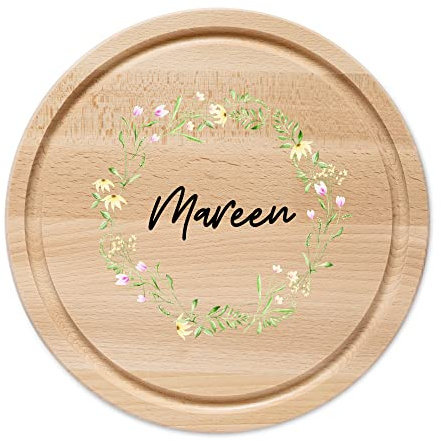 Wunderwunsch Frühstücksbrettchen, Holzbrett personalisiert rund mit Gravur | Holzbrettchen mit Namen, Schneidebrett, Geschenk für Papa, Mama, Brettchen, Frühstücksbrett, Frühstücksbretter