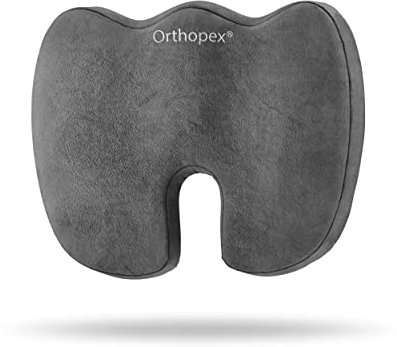 Orthopex® Sitzkissen Orthopädisch - Ergonomisches Sitzkissen für Home Office, Bürostuhl, Auto & Co - Entlastet Steißbein, Bandscheiben - Erhöht Sitzkomfort. (Grau)