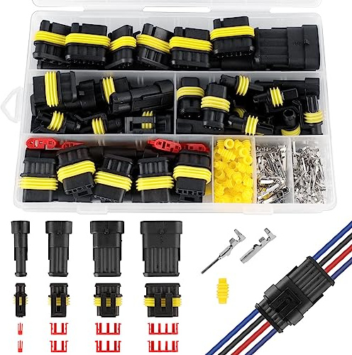 352 Stück KFZ Stecker Wasserdicht KFZ Steckverbinder 1/2/3/4 Pin Schnellverbinder Kabelstecker 1/2/3/4-polig Superseal Wasserdichte Steckverbinder für KFZ Motorrad Auto Boots LKW