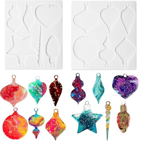 2 Rollen Weihnachtsharz Epoxidharz Silikonformen Weihnachten Silikonform für Epoxidharz Formen 12 Verschiedene Formen