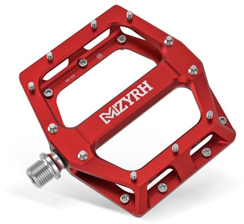 MZYRH Fahrradpedale 9/16 Zoll CNC Aluminium MTB Pedale Leichtgewichts, Antirutsch Fahrradpedale für Mountainbike,Stadtrad,Rennrad (Rot)