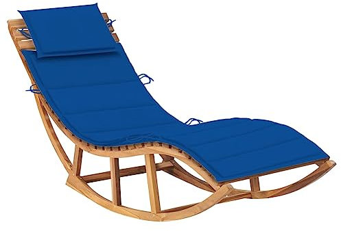 ARKEM Schaukelliege mit Auflage Massivholz Teak Camping Rocking Chair Recliner Chairs for Living Room