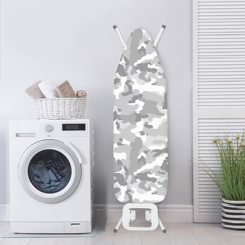Poceacles Bügelbrettbezug mit Camouflage-Druck, waschbarer Bügelbrettbezug, Ersatz mit Polsterung, kratzfester Bügelbrettbezug mit Haken, Größe S