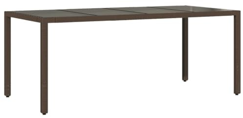 vidaXL Gartentisch mit Glasplatte Braun 190x90x75 cm Poly Rattan