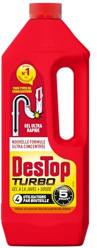 Destop Turbo - Gel désinfectant et déboucheur canalisation - Selon le type d'utilisation - 1L