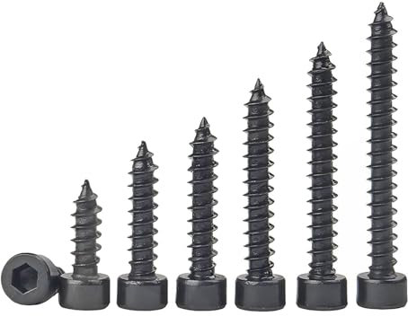 Qrity 20 Stück Zylinderschrauben mit Innensechskant, M4 Selbstschneidende Schrauben, Sechskant Kappenkopf Blechschrauben M4x16mm Holzschrauben