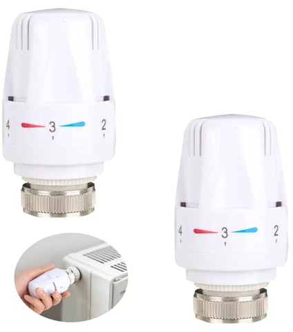 XCWTBL Thermostatkopf,2 Stück Heizungsthermostat Heizkörperthermostat Thermostatkopf Heizungsregler, Thermostat Heizung Für Thread M30 X 1.5, Frostschutz- Und Einstellfunktionen,Für Büro Zuhause