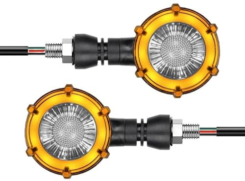 wanhaoaony Fahrrad Blinker 2 stücke Motorrad Blinker 12v Retro Dual-Farbe Signal Anzeige Lampe Modifizierte Teile for Elektrische Fahrrad Schwarz Blinker Motorrad(White Yellow)