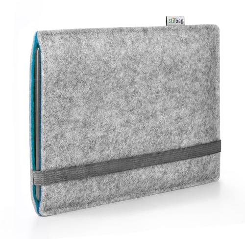 Stilbag eBook Reader Finn für Amazon Kindle Colorsoft Signature Edition | Farbe: hellgrau/Azur | eBook Reader-Tasche aus Filz | eReader Schutzhülle | ebook Reader Tasche Made in Germany
