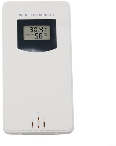 Jonikuper Station météo professionnelle avec capteurs sans fil, thermomètre intérieur et extérieur, horloge numérique et moniteur d'humidité multi-zones (blanc)