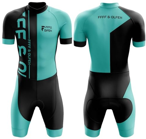 2025 Tuta da Triathlon a Maniche Corte da Uomo, MTB Body Trisuit Cycling Skinsuit with Gel Pad,Ciclismo Body Skinsuit per Nuoto/Corsa/Ciclismo, Abbigliamento Ciclismo imbottita (Q9,XL)