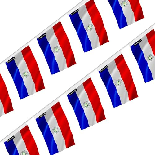 Guirnalda de bandera de Paraguay de poliéster, 50 piezas, 14 x 21 cm