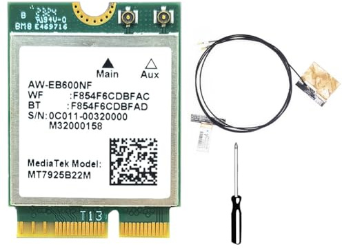 Qerwsdty Tarjeta MT7925 WiFi 7+Antenas Internas 5400Mbps M.2 Triple Banda 2.4G/5G/6G BT5.3 Adaptador de Tarjeta WiFi para Win10/Win11 Linux