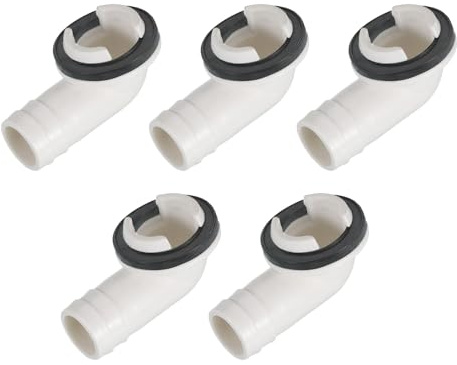 uxcell 5Pcs Air Conditioner Drain Hose Connector Elbow Fitting with Rubber Ring for Mini-Split Units and Window AC Unit 16mm, White