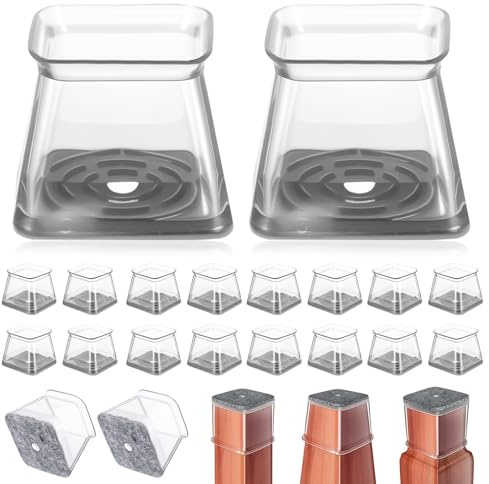 20 tappi per gambe della sedia, in silicone, rettangolari, trasparenti, per gambe della sedia, protezione del pavimento con feltrini, tappi di protezione per gambe della sedia, pavimenti in legno duro