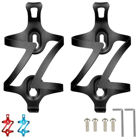 aiGear Portabidón de Bicicleta | Pack 2 | Aliación de Aluminio Ligera y Duradera | Se Adapta a la Botella de Diámetro 2,9-3,5 | para la Bicicleta de Montaña de Ruta (BCH-02BK) | Negro