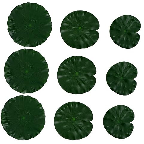 Mobestech 9piezas Decoración Artificiales De Nenúfares para Estanque De Piscina Adorno De Follaje Realista para Acuario