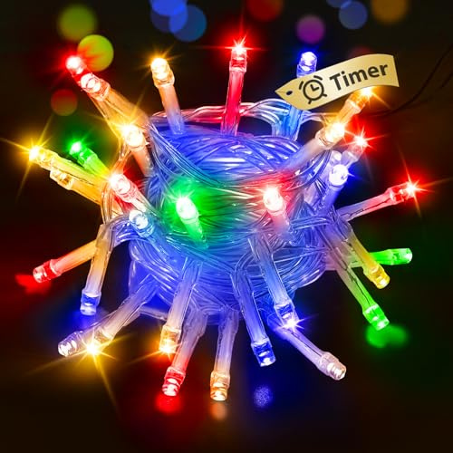 btfarm Lichterkette Batterie mit Timer 2 Modi, 3M 30 LED Lichterketten Klein Batteriebetrieben Lichterkette Innen Wasserdicht für Weihnachten Zimmer Party Hochzeit Garten Halloween, Mehrfarbig