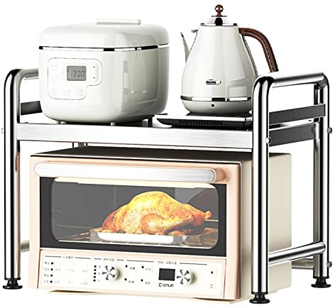 Heavy Duty Stainless Steel Microwave Stand & Oven Rack - Kitchen Countertop Storage Shelves for Rice Cookers, Grills & Appliances - Ideal for Home & Restaurant Use