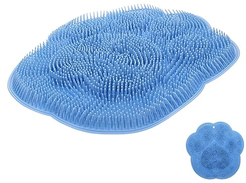 TOPPERFUN Fußmassagekissen mit Saugnapf Rutschfeste Tpr Fußreinigungsmatte für Dusche und Bad Massagepad zur Hautpflege und Entspannung Blau Wellness Fußmassagegerät