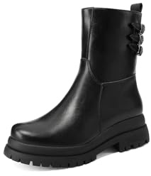 QUEEN HELENA Stivaletti con Fibbie Stivali Bassi Donna X33-98 (Nero Pu, Taglia unica, Sistema Taglie Calzature EU, Adulto, Donna, Numero, Media, 38)