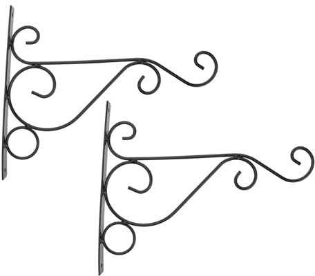 VICASKY 2 Pezzi Supporto per Vasi da Fiori in Ferro Battuto Nero Porta Piante da Muro per Interni ed Esterni Mensola Sospesa per Balcone Semplice da Installare con Chiodi Elegante Stand