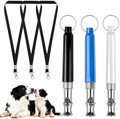 Hundepfeife Rütter Rückruf, 3 Stück Hundepfeife Hochfrequenz Lautlos, Metall Hundetraining Hundepfeifen mit Lanyard, Erziehungshilfen für Hunde, für Rückruftraining und Bellenkontrolle Hundeerziehung